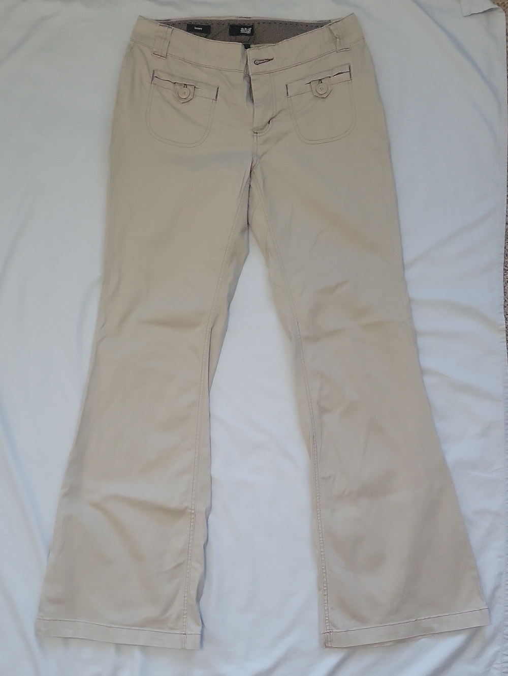 Tan Boot-Cut Trouser Jeans with Decorative Pockets